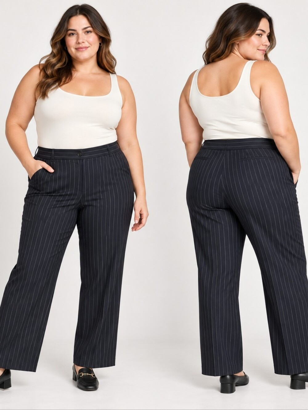 Studio 1940 18W Short Pinstripe Pants Contemporary Casual Business Casual Office